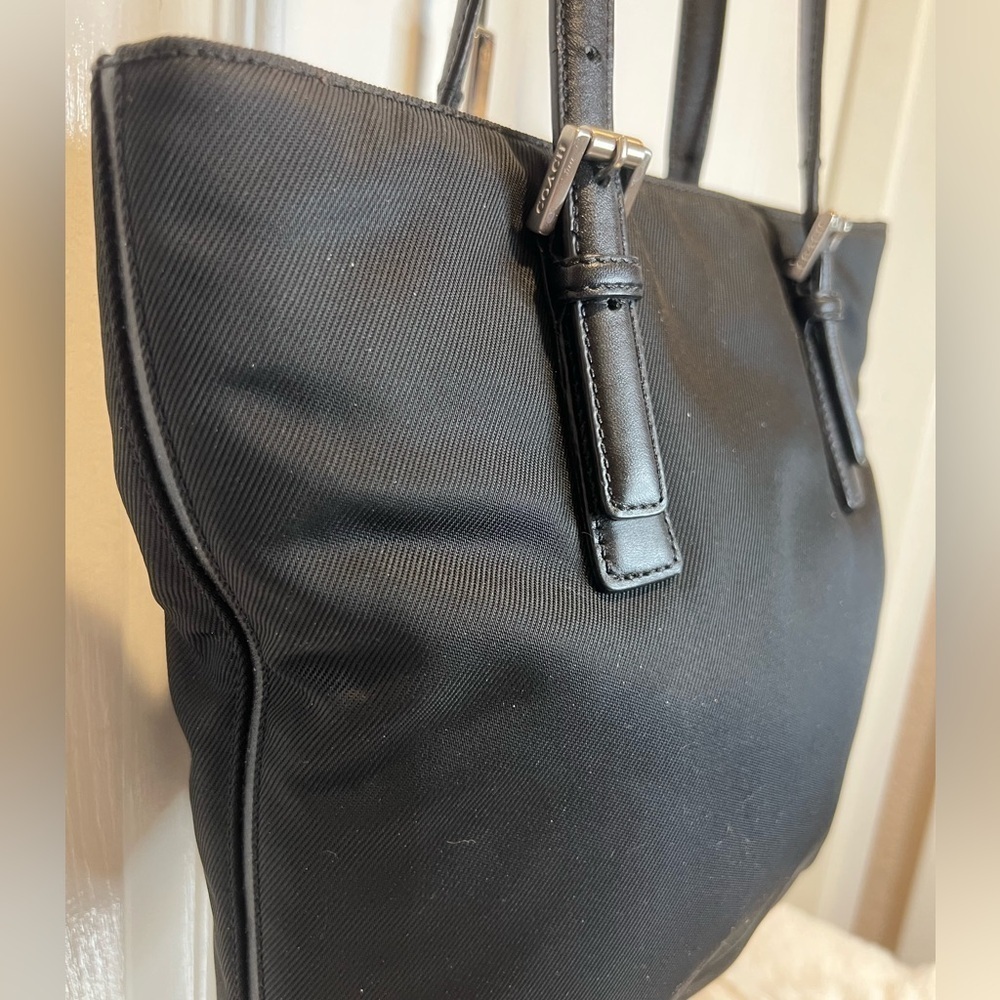 COACH VINTAGE 9321 BLACK CANVAS NYLON LEATHER TOTE